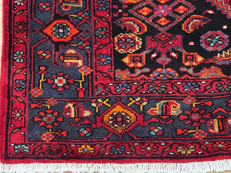 Vintage Hand Knotted Zanjan Wool Area Rug 5x7 Tribal Oriental Red Blue Geometric gallery