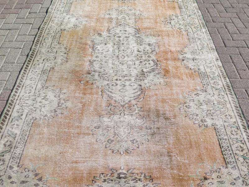 Wool Carpet, Area Rugs, Orange Turkish Rug, Distressed Rug, Floor Rug 65"X108" gallery