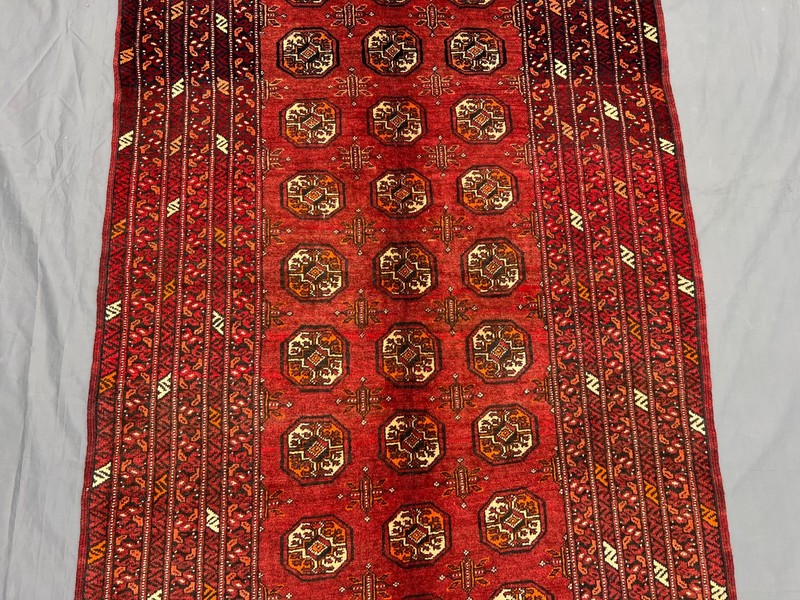 3'5x6'9 ft Turkoman Bokhara All-Over Elephant Foot Gul Handknotted Vintage Rugf gallery