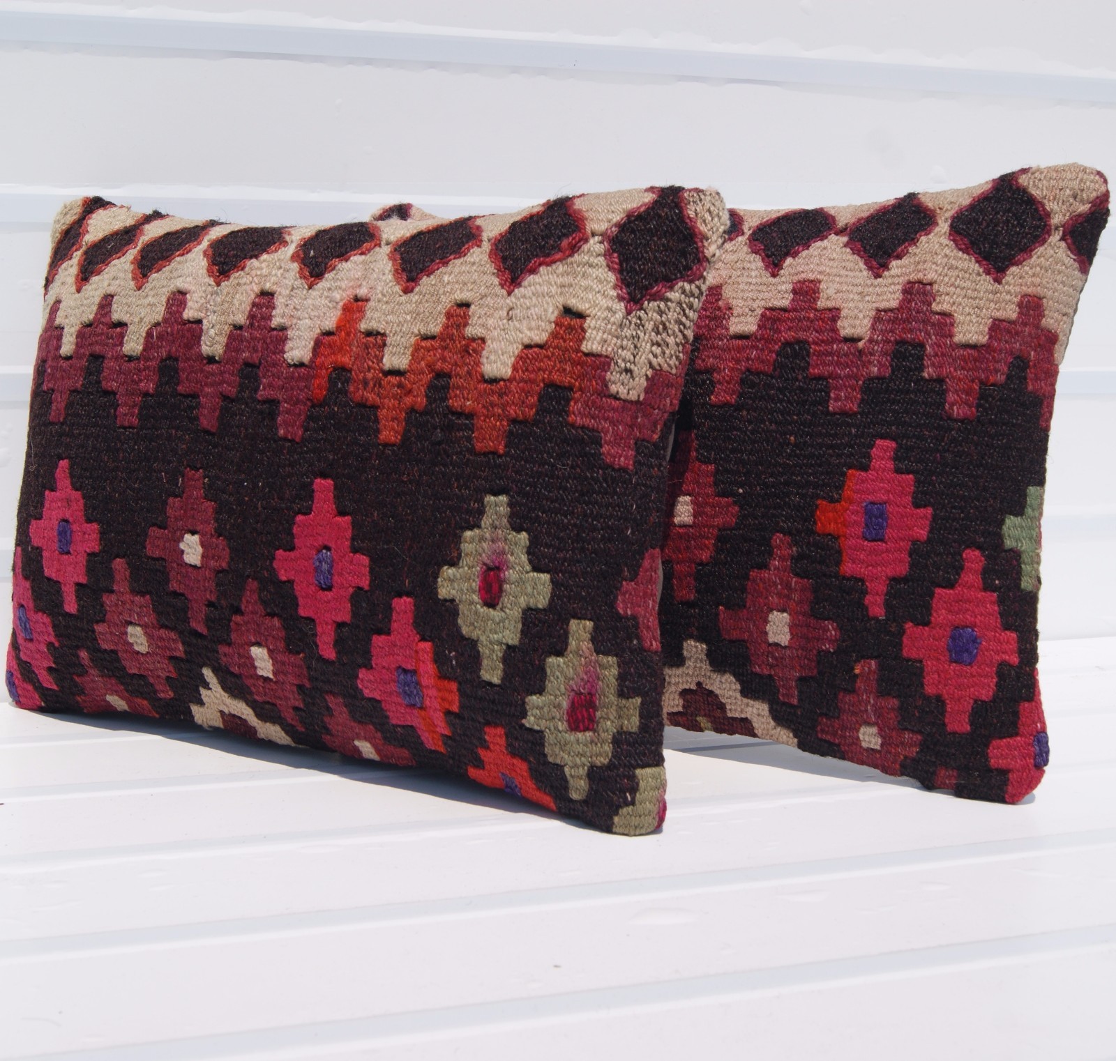 ROOM DECOR PILLOW MULTI COLORED RECTANGLE WOOL 30+ TURKISH KILIM AREA RUG 20X14" gallery