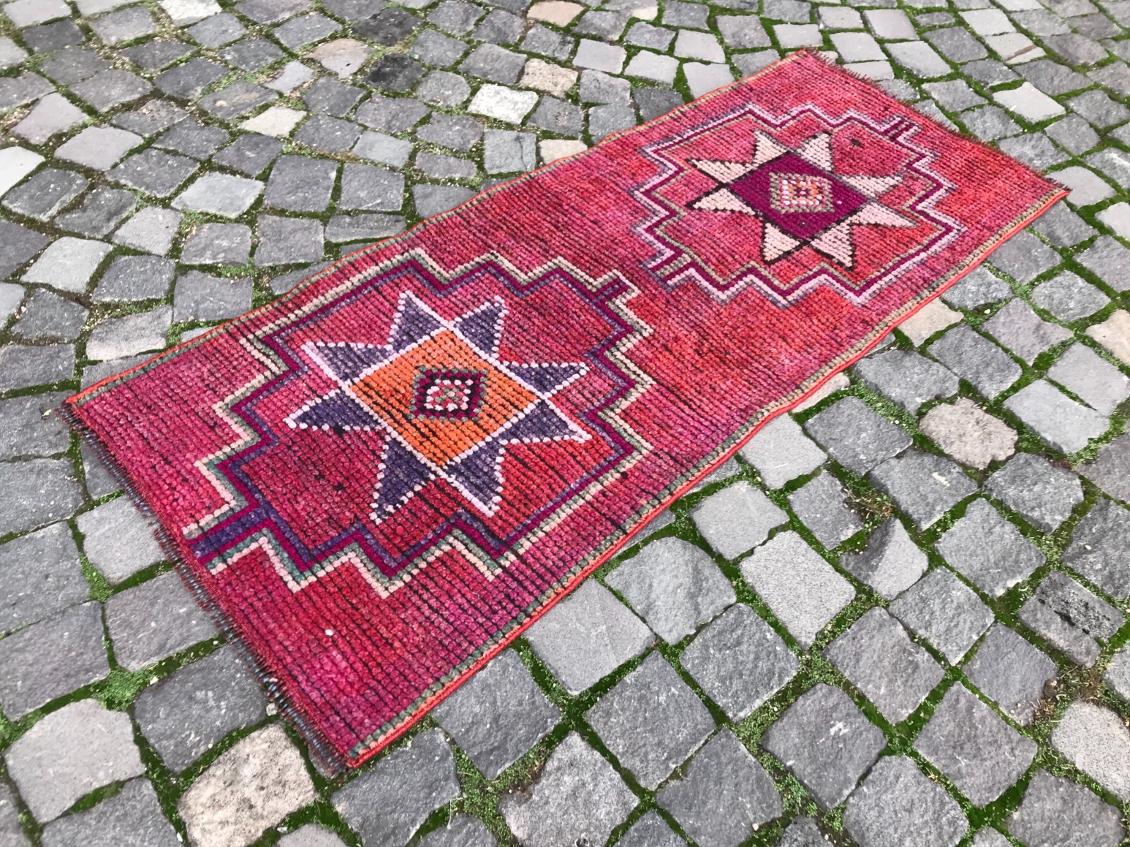Turkish Vintage Rug Handmade Wool Rug Bohemian Runner Rug Home Rug1,9 x 4,5 ft gallery