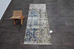 Vintage Turkish Runner Rug 2x5ft Wool Anatolian Handmade Hallway Oushak BEIGE