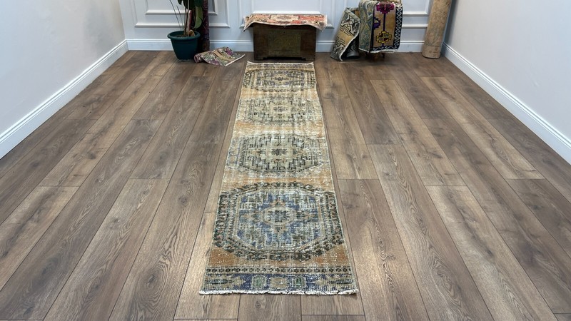2.2 x 10.2 Ft, Brown Runner Rug, Handmade Runner Rug, Wool Rug, Woven Rug gallery