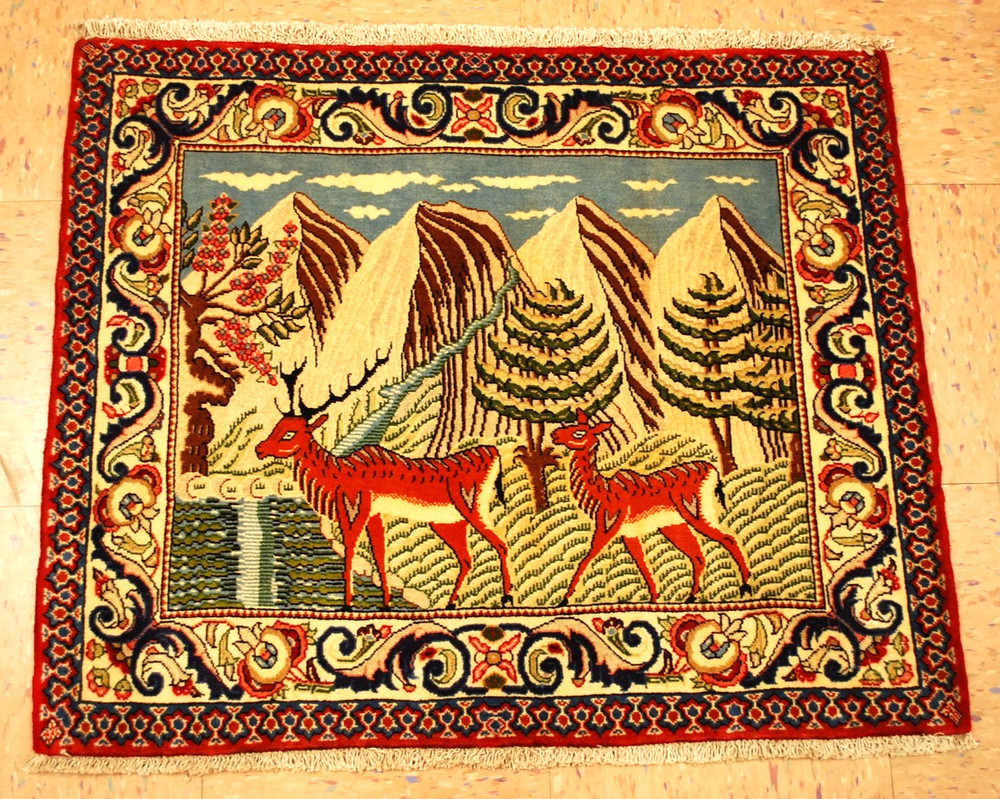 NATURAL WOOL Old Oriental Rugs,Hand Woven,knotted size Approximately 2'2" x 2'5"