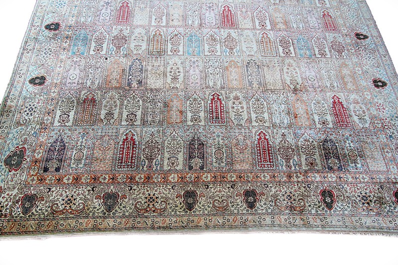10x14 Antique Authentic Silk & Metal Turkish Hereke Fine Garden 295cm x 422 gallery