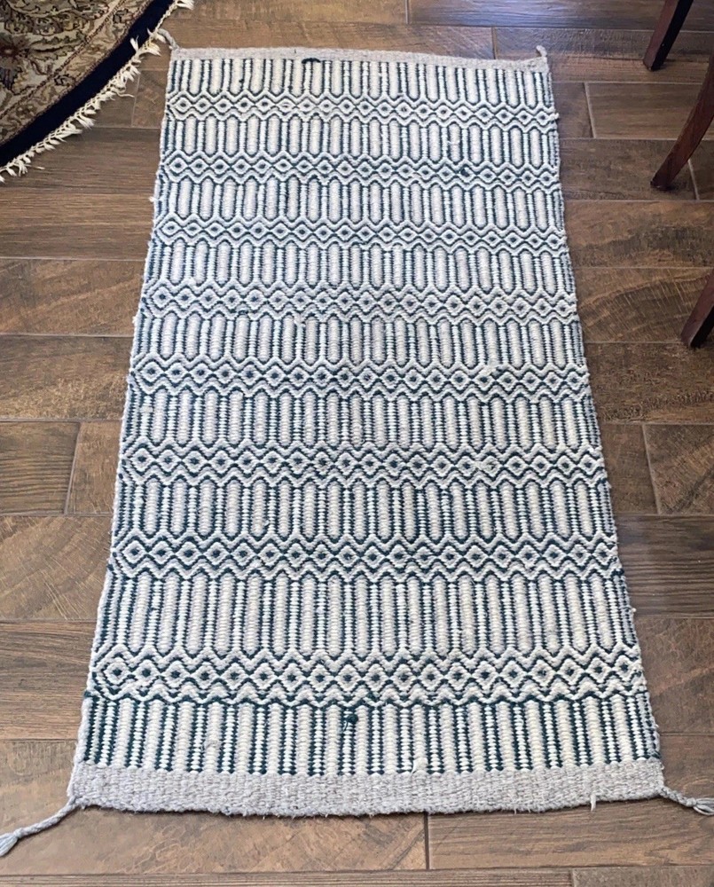 Vintage Soft Wool Handmade Braided Rectangle Rug 64”x30”