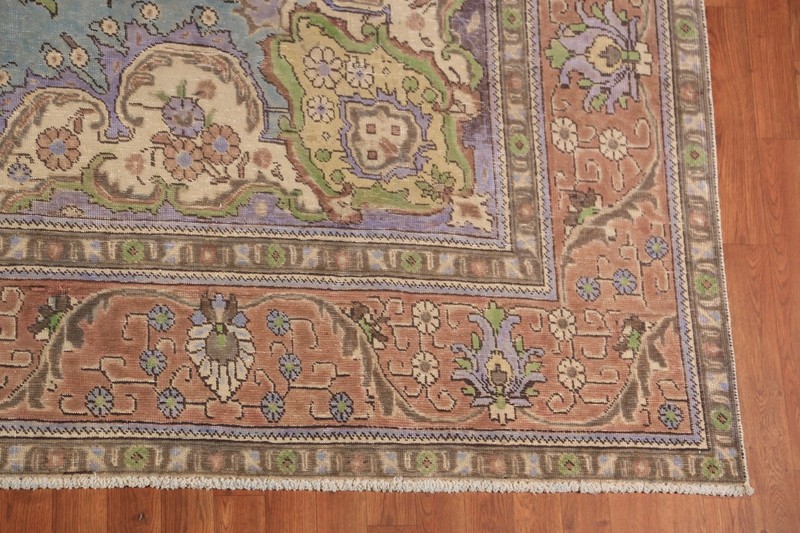 Light Blue Medallion Area Rug 9x13 Dining Room Traditional Handmade Wool Carpet gallery