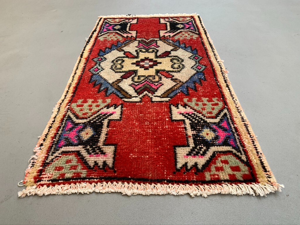 Small Vintage Turkish Rug 92x49 cm, Short Runner, Tribal, Shabby, Mini Carpet gallery