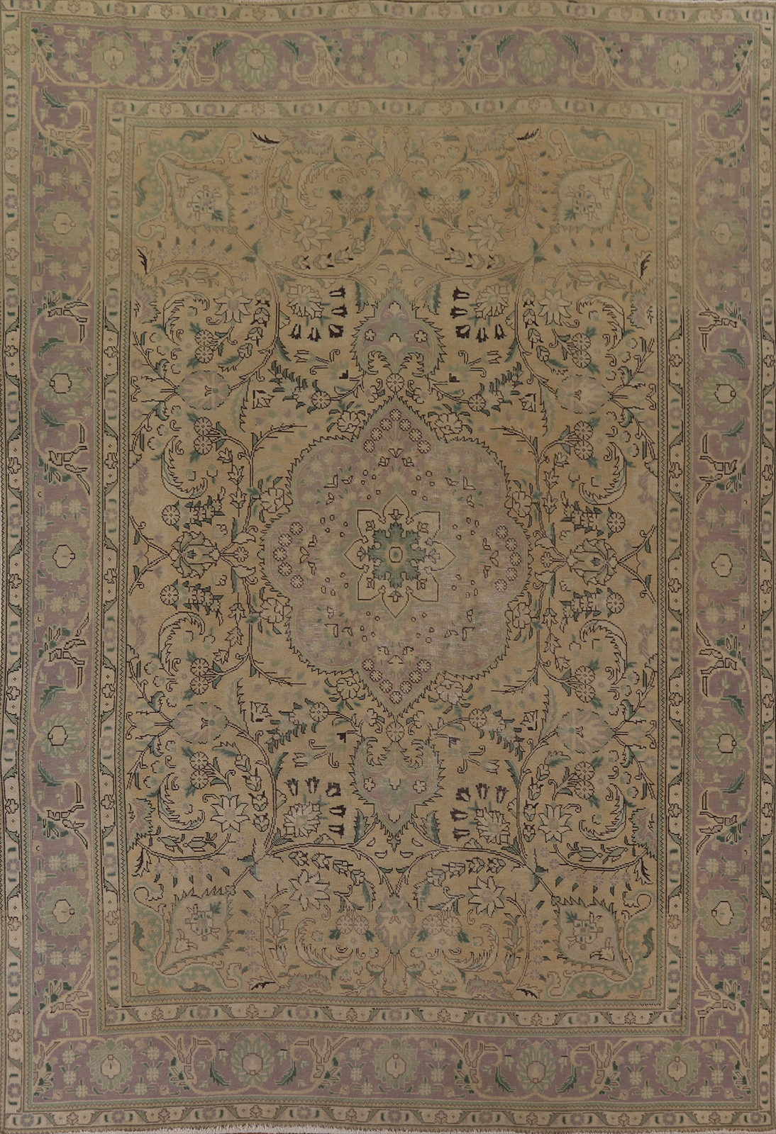 Vintage Gold Wool Hand-knotted Traditional Floral Living Room Area Rug 9x11 gallery