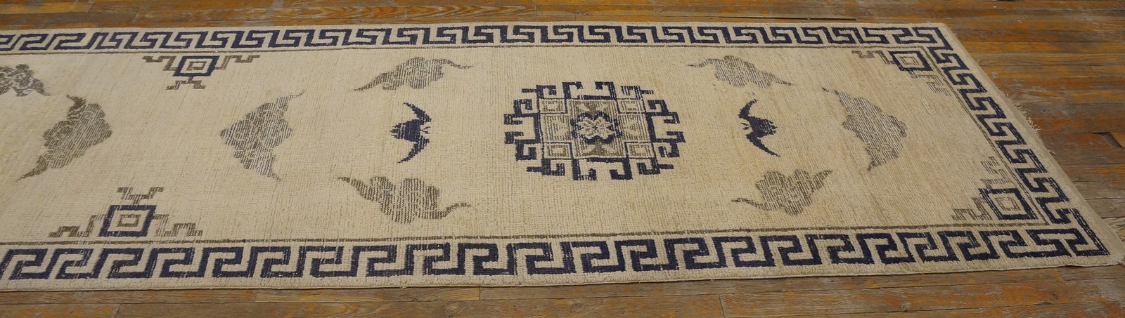 3'x17' Antique Cream Wool Oriental Mongolian Hallway Runner Rug gallery