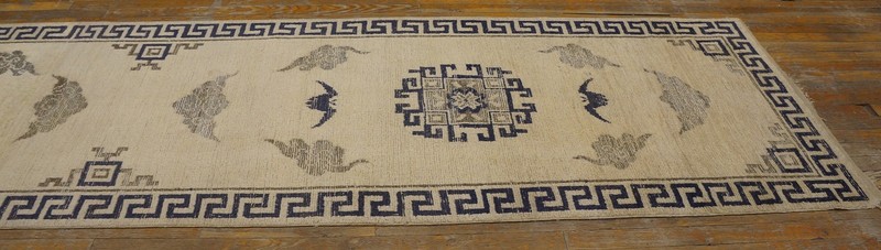 3'x17' Antique Cream Wool Oriental Mongolian Hallway Runner Rug gallery