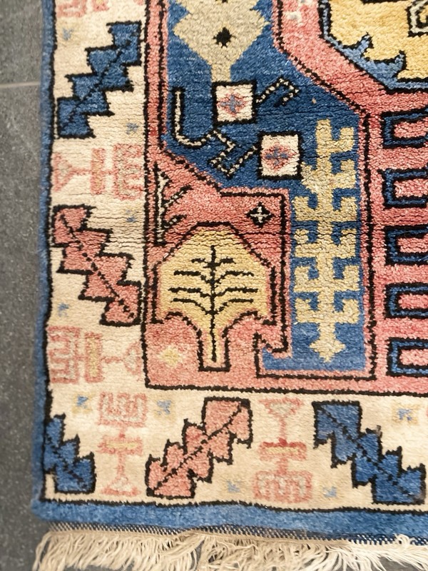 VINTAGE TURKISH RUG KAZAK DESIGN BRIGHT COLORFUL HAND KNOTTED WOOL gallery