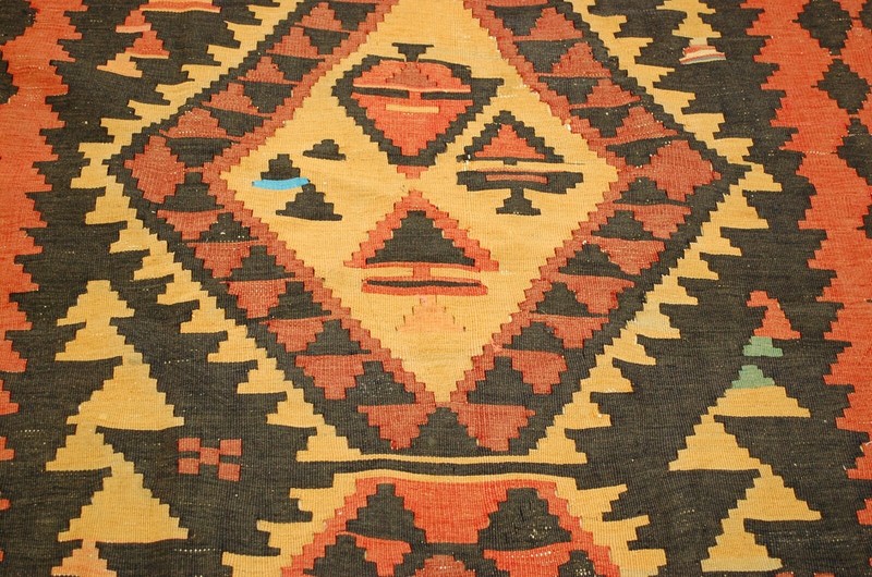 OLD,ANTIQUE VEGETABLE DYE CAUCASIAN SHIRVAN KILIM RUG 4.3x11.8 RARE SIZE gallery