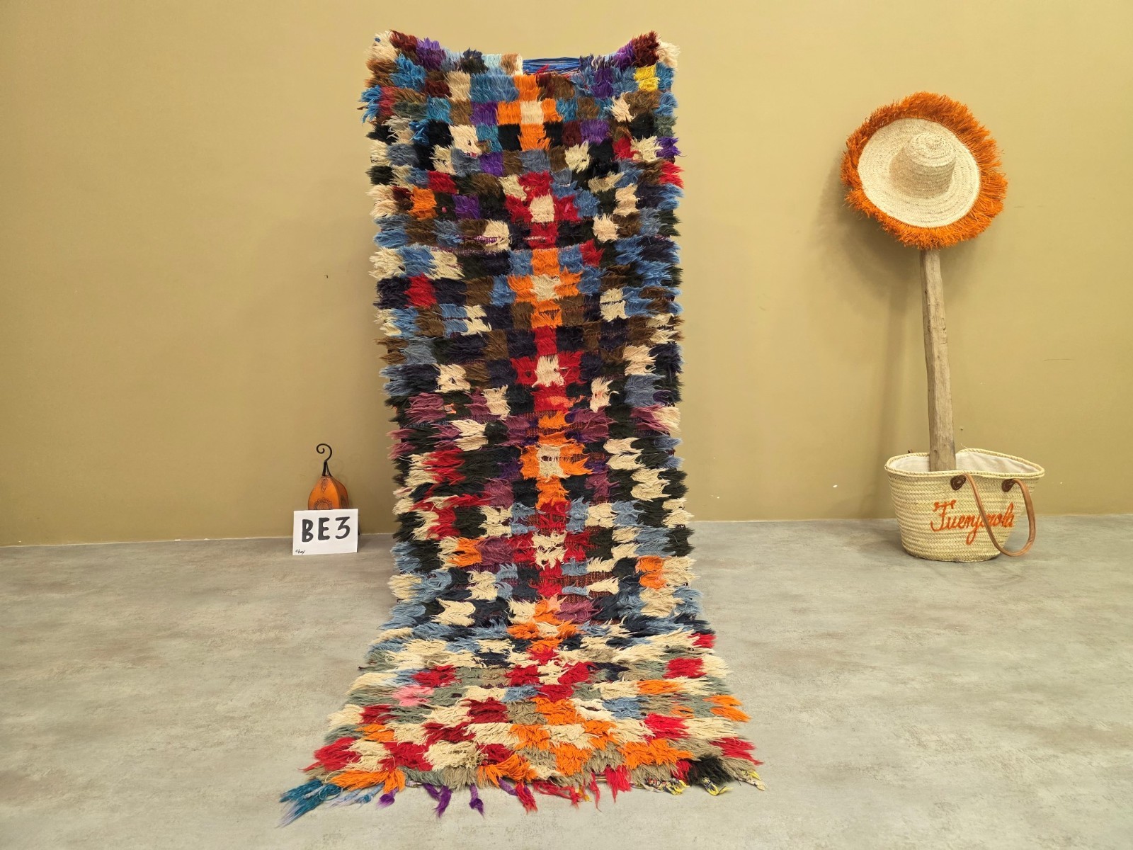 Vintage Moroccan Boucherouite Runner Rug2'7"x7'4"Handmade Berber Boho Multicolor gallery