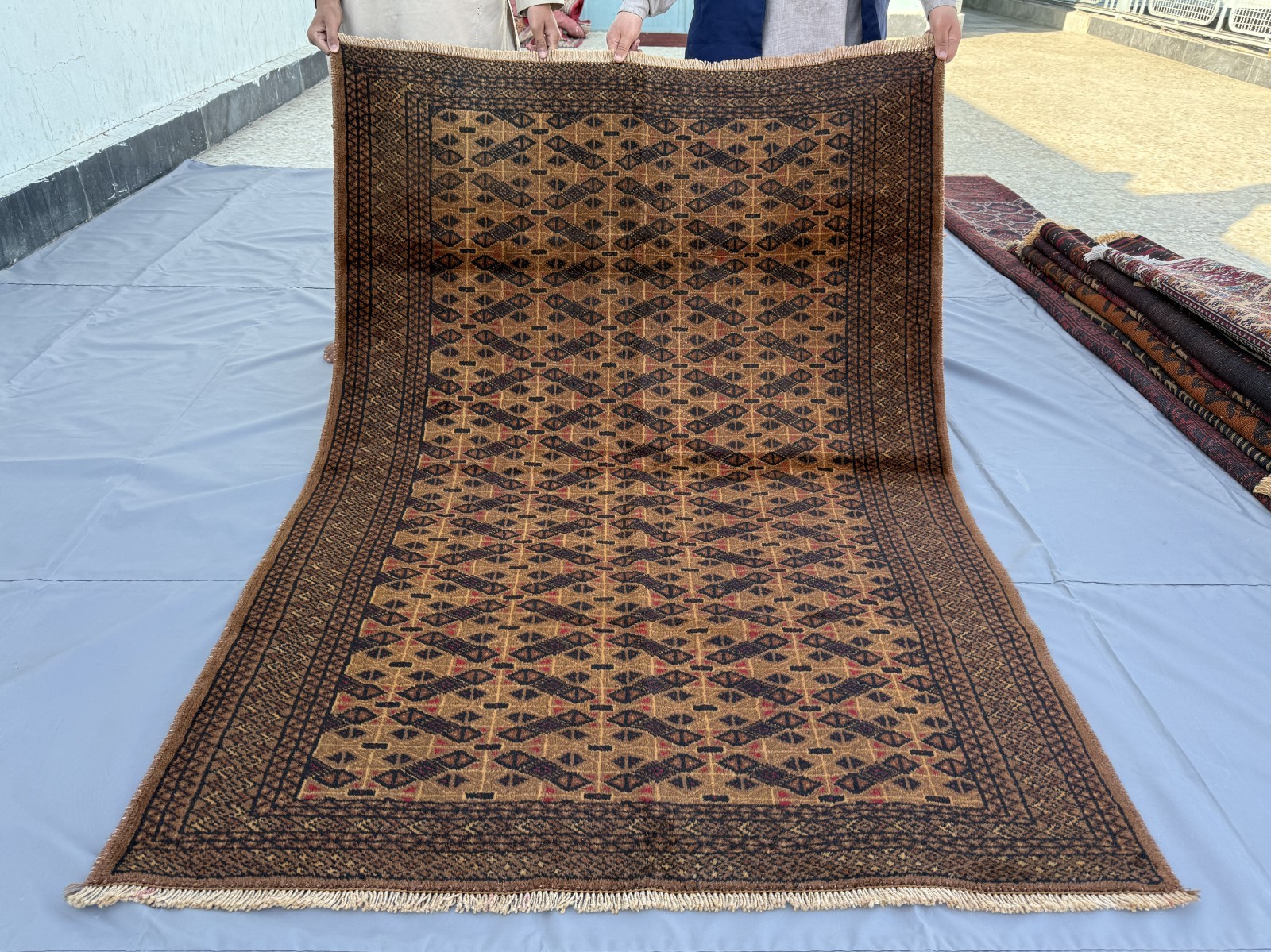 Brown Vintage Afghan Bokhara Rug 4x6 Hand Knotted Persian Style Oriental Carpet gallery