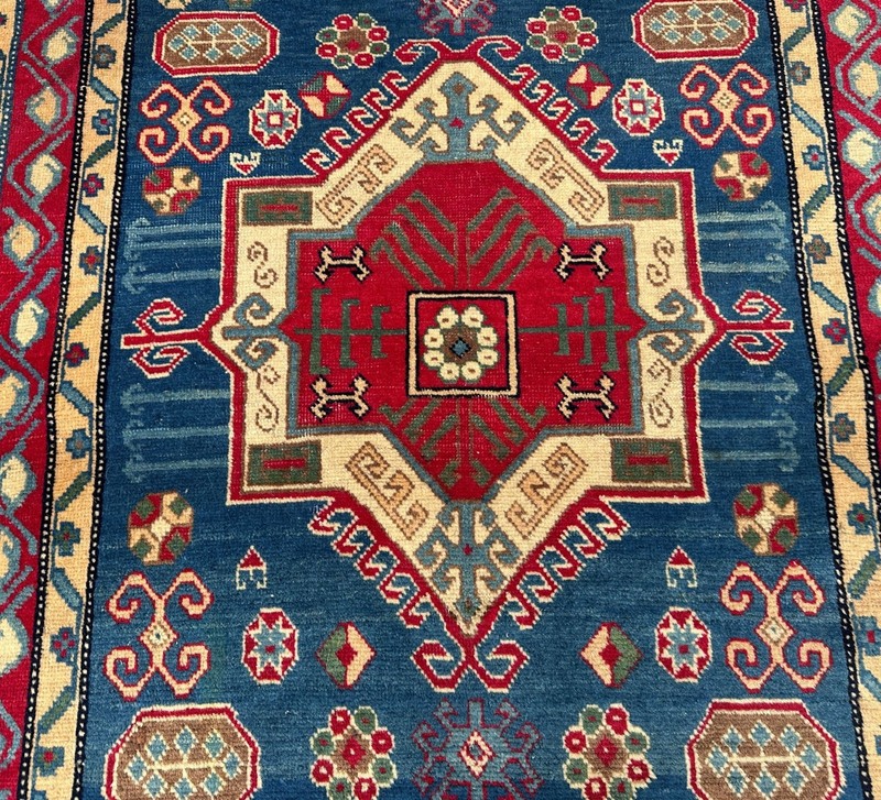 Antique Kazak Rug 4x5 Anatolian Hand-Made Tribal Geometric Area Rug 3.8x5.5 Ft gallery