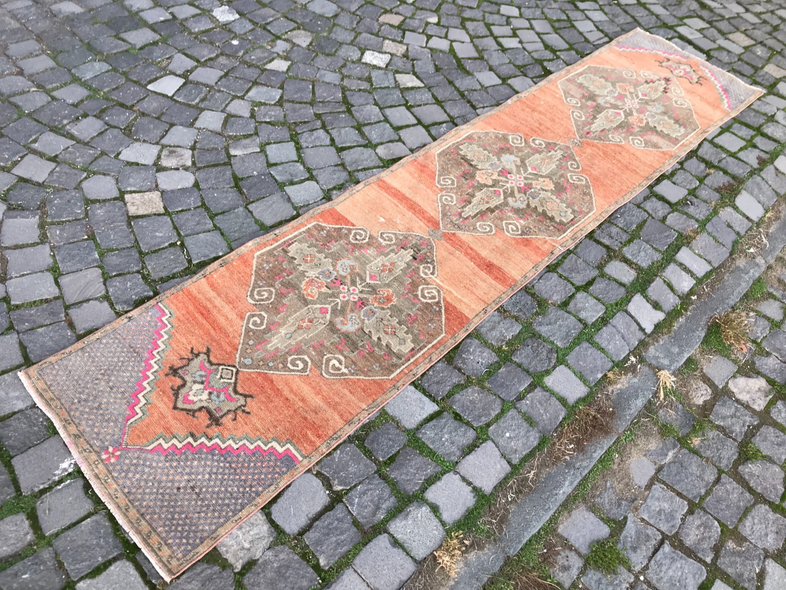 Turkish Vintage Rug Handmade Wool Rug Bohemian Runner Rug Home Rug 2,0 x 9,2 ft gallery