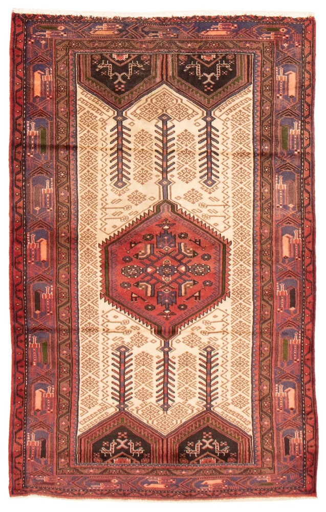 Vintage Hand-Knotted Area Rug 4'7" x 7'1" Traditional Oriental Wool Carpet