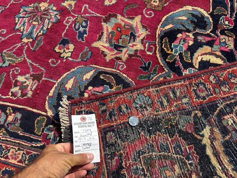 9x12 SIGNED ANTIQUE ORIENTAL RUG red purple blue VINTAGE handmade hand-knotted gallery