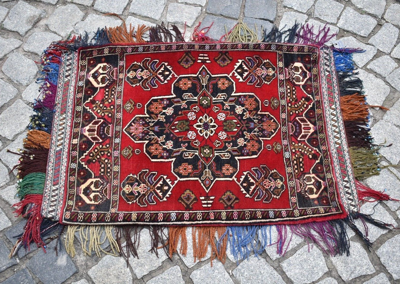 Vintage Tribal Yastik Rug 23'' x 31'' Awesome Tribal Mafrash Yastik Wool Rug gallery