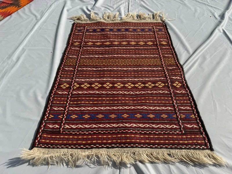 2x3 ft Afghan Handwoven Vintage Kilim Area Rug Traditional Tribal Turkish Carpet gallery