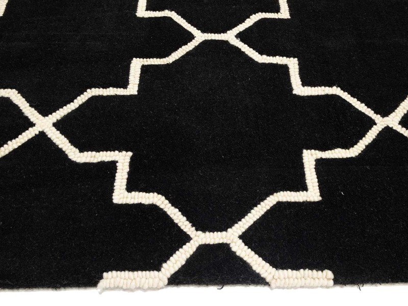 Foyer Black Hand-Tufted Rug 8X11 Trellis Modern Home Decor Plush Carpet gallery