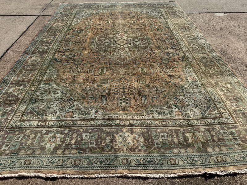 8x11 ANTIQUE ORIENTAL RUG HAND-KNOTTED VINTAGE handmade big muted persimmon 8x10 gallery