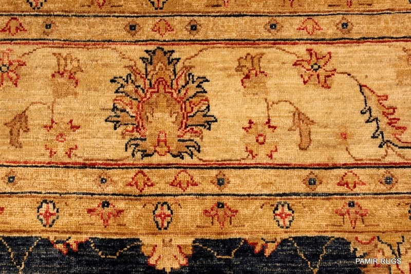 _HANDMADE_BLUE_RUG_8' x 10' vegetable dye Navy Royal Blue, Light Beige Gold gallery