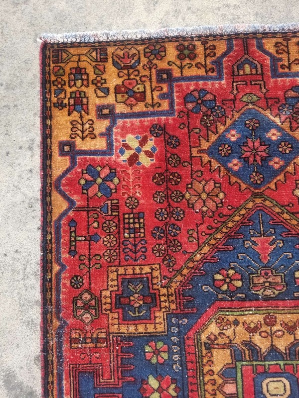 Vintage Distressed Hand Made Traditional Oriental Wool Blue Rug 5.3x3.3ft gallery