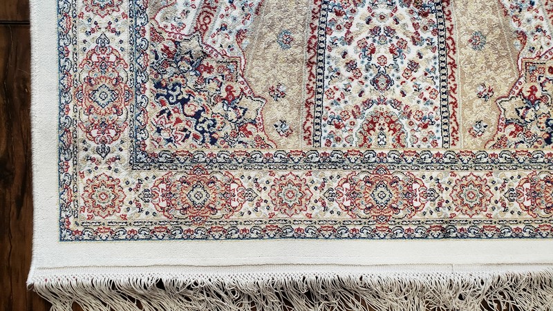Beige & Cream Small Turkish Silk Rug 3x5 Bamboo Silk High Quality 2' 8" x 4' 11" gallery