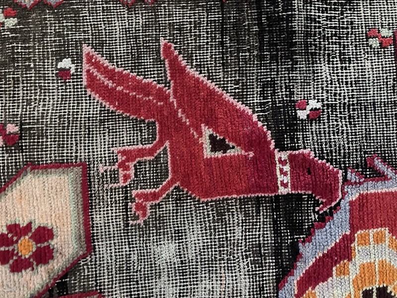 Antique Caucasion Lampa Karabagh Rug Runner 12’ X 3' 9” Wool Doves Early 20th gallery