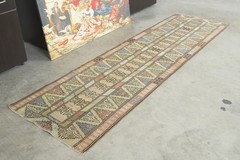 2×8 Turkish Antique Runner Rug Anatolian Hand-Knotted Vintage Oushak Carpet,1243