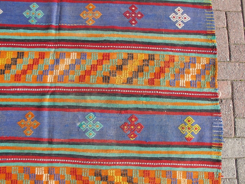 Oriental Handmade Wool Kilim Rug,Large Vintage Turkish Farmhouse Kelim Anatolian gallery