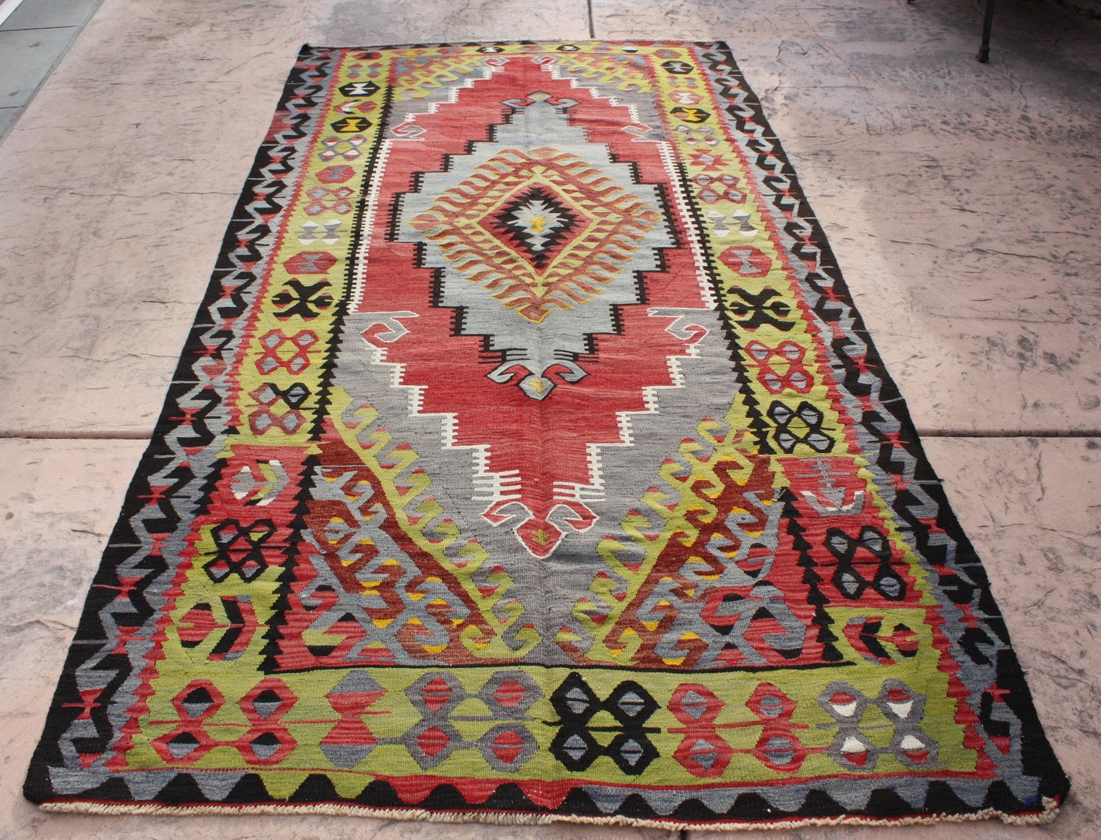 TURKISH KILIM RUG 5x9 GEOMETRIC KILIM AREA RUG WOOL 62"x 115", 157cm x 292cm gallery