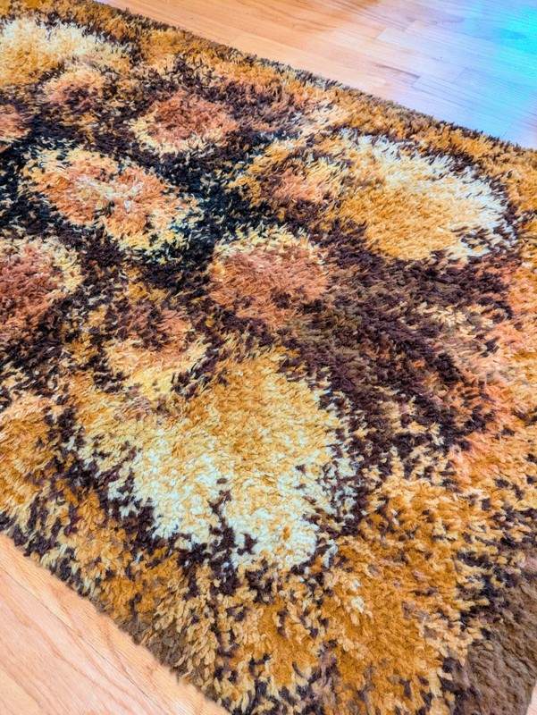 Vintage Scandinvian Mid Century Danish Rya Rug Polish Rug Shaggy Rug 5'x3' gallery
