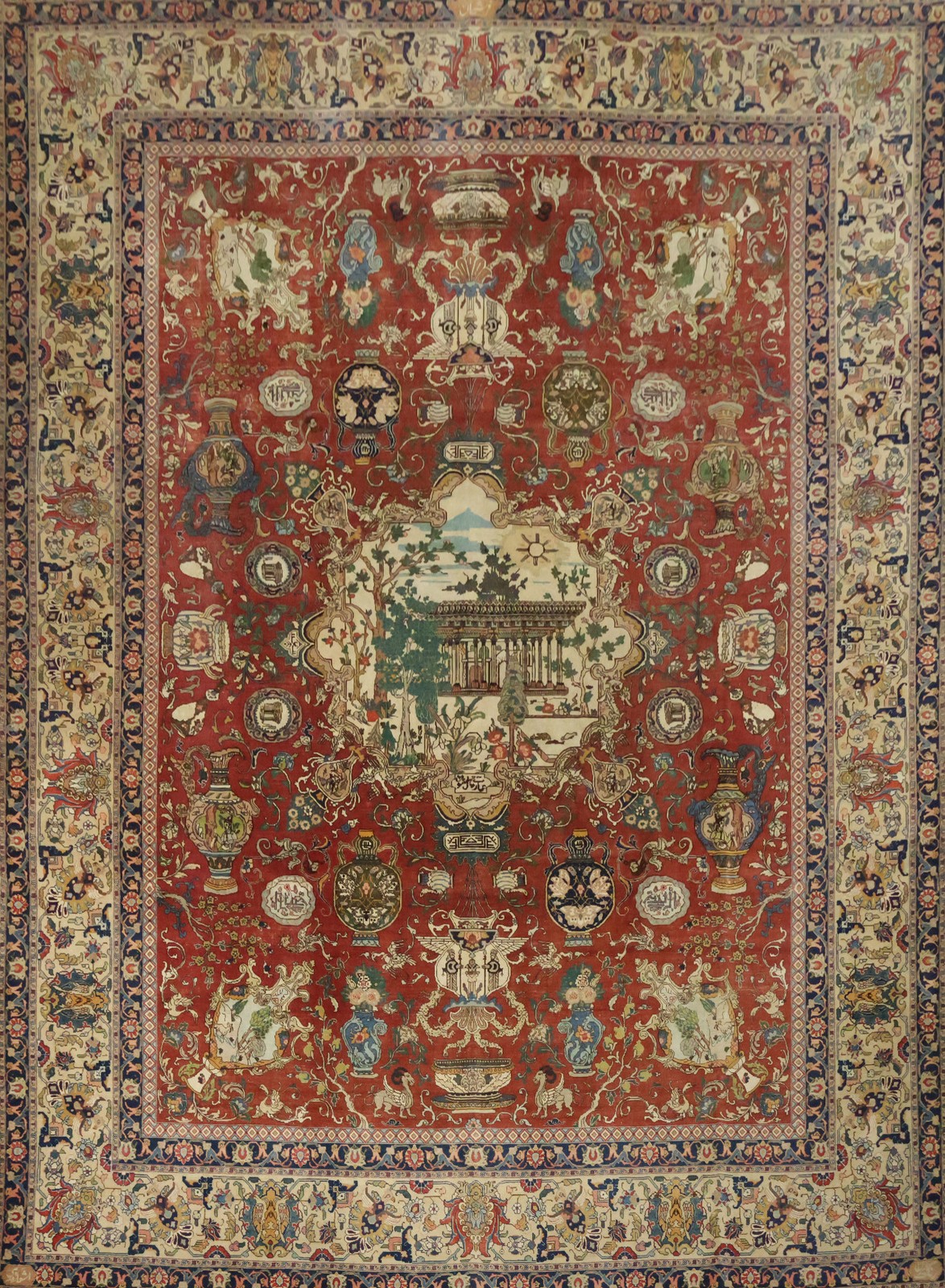 Old Dynasty Pictorial Wool Large Rug 11x15 Ft Hand-Knotted Traditional Wool Rug gallery