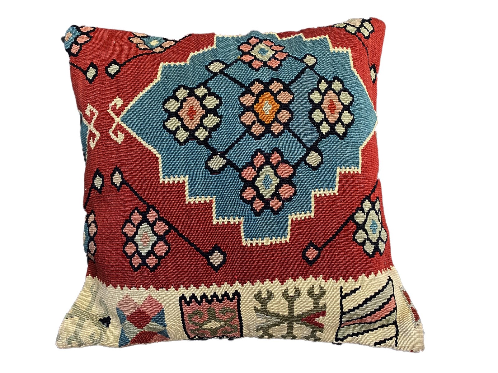 # 4424 Superb Old Tribal Kilim Pillow Cover 16 by 16" gallery