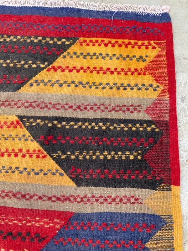 Vintage Handmade Traditional Turkish Geometric Wool Kilim Rug 97x66 cm gallery