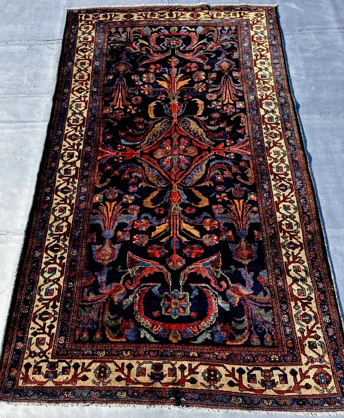 Gorgeous 6 X 11 Lilihaan-Sarouk Stunning Electric Indigo Peach Aqua Maroon Sage gallery
