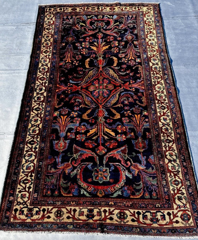Gorgeous 6 X 11 Lilihaan-Sarouk Stunning Electric Indigo Peach Aqua Maroon Sage