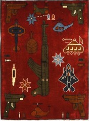 Afghan Tribal Knotted Handmade War Rug Area War Rug With History Rug 82 x 66 cm