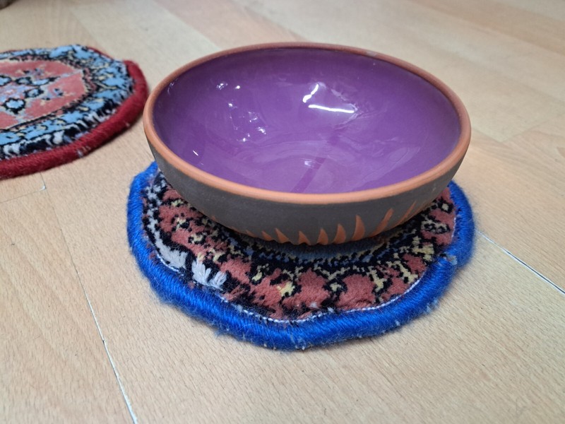 Turkish Rug, Non Stick Rug, Mini Christmast Gift, Under The Pot, 0.7 x 0.7 ft gallery