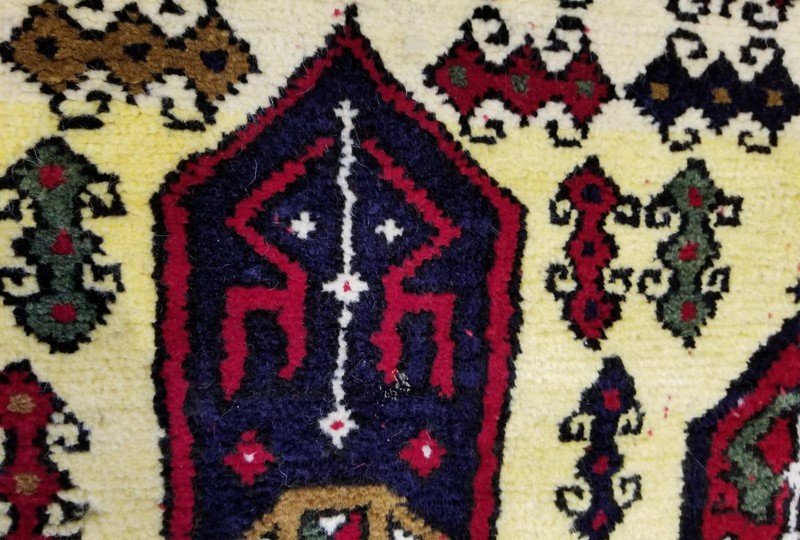 Beautiful Vintage 1950-1960s Natural Dyes Wool Pile Dowry Rug 3’6”x7’10” gallery