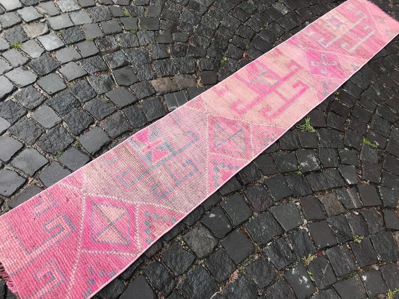 9,08 X 1,41 Ft Runner Rug Turkish Runner Rug Oushak Runner Vintage Runner gallery