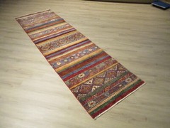 10′ FEET RUNNER AFGHAN-REFUGEE VEGETABLE-DYE HANDMADE-KNOTTED WOOL RUG 586325