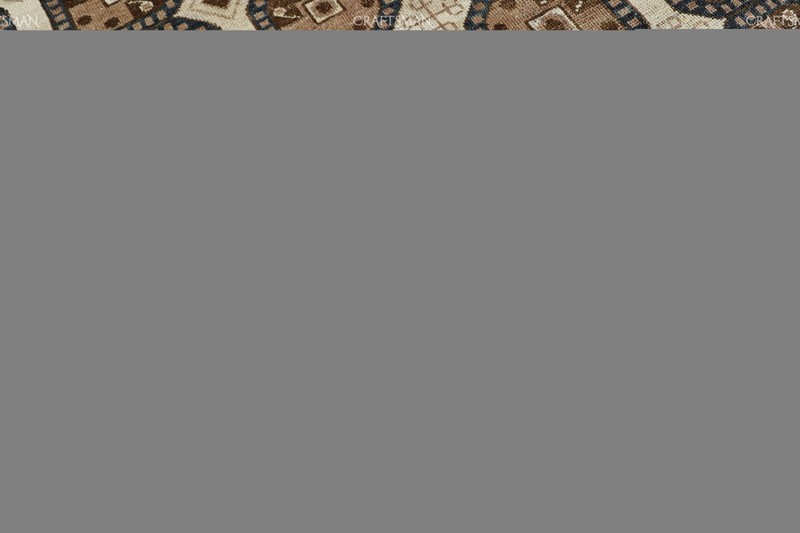 Handmade Octagonal Geometric Rug – Brown, Beige & Dark Blue Border 8x10ft gallery