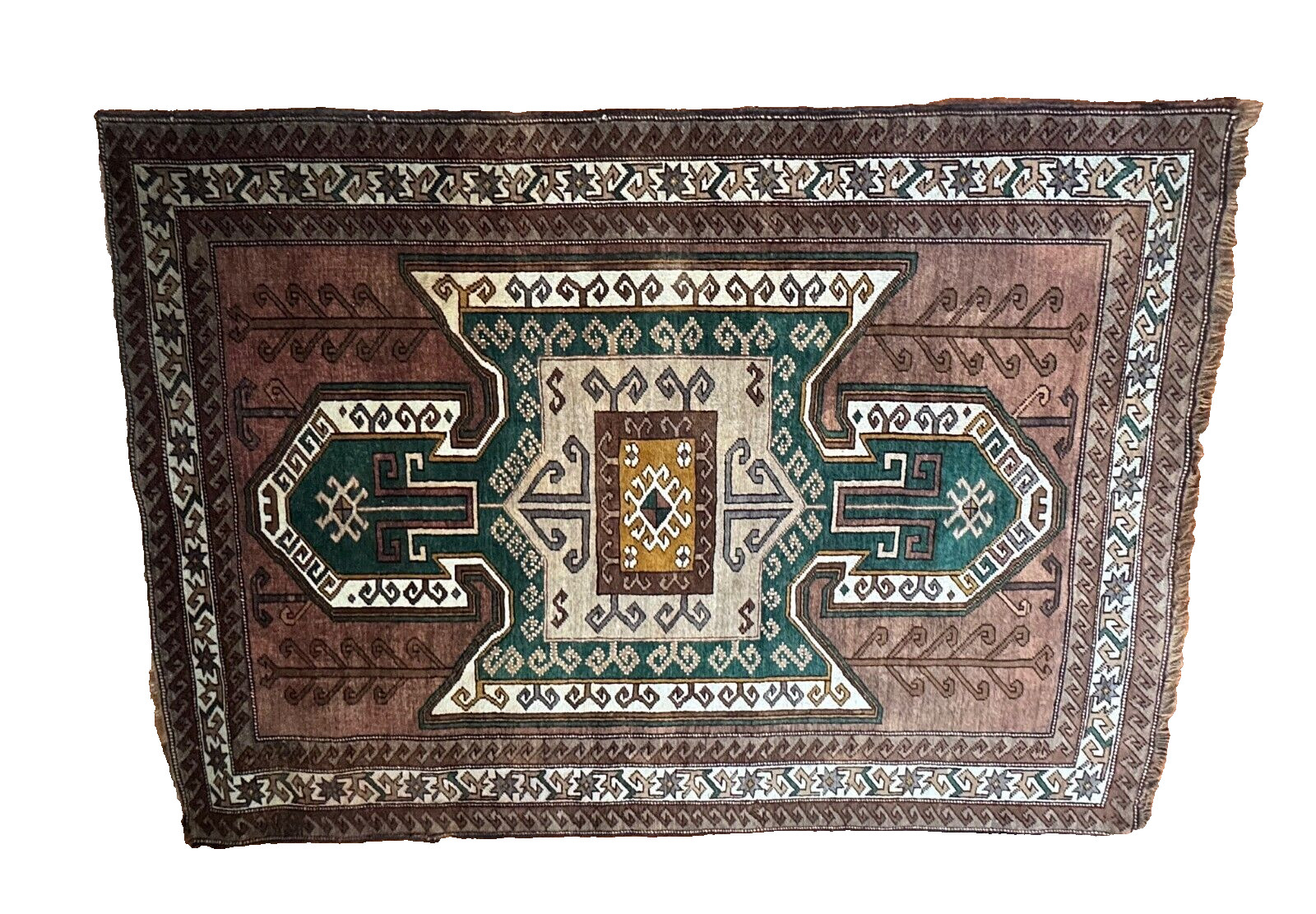 Vintage Anatolia Kazak Wool Rug 5x7 Hand Knotted Geometric Turkish Carpet Brown gallery