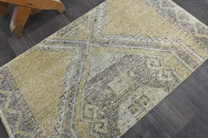 Oushak Turkish Doormat Rug 2x3 BEIGE Anatolian Handmade Vintage Small Kilim Rug gallery