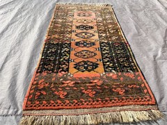 Antique Afghan Turkmen Faded Rug 2×4 Small Hand Knotted Terracotta Muted Carpet