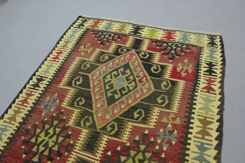 Cappadocia Handwoven Kilim Area Rug Anatolian Ethnic Vintage Wool Carpet 4x6 ft gallery